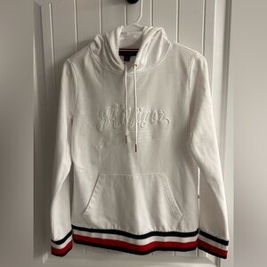 Tommy Hilfiger White Hoodie with Red and Black Accents